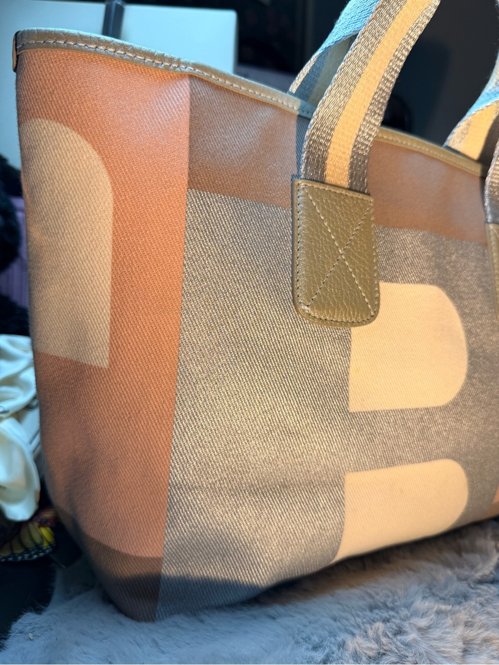 Bally Pink, Gray and White Logo Patchwork Tote - Picture 7 of 16